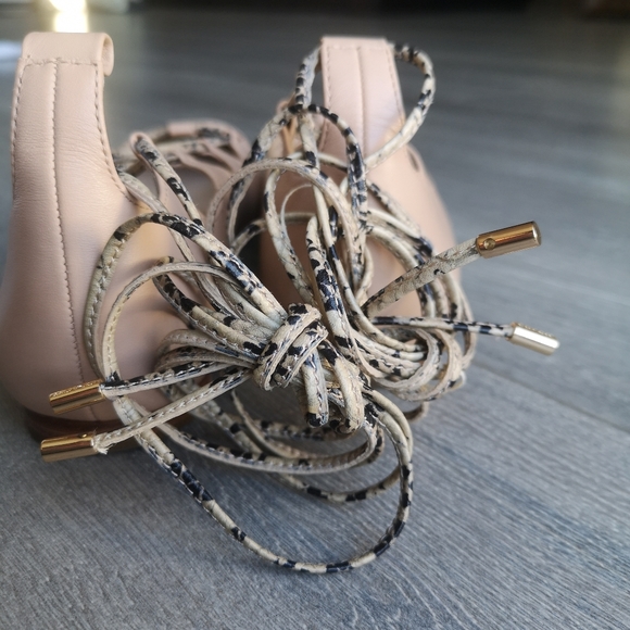 Coach Justine Leather Ghillie Lace Up Pointed Toe Ballet Flat in Nude - Picture 12 of 16